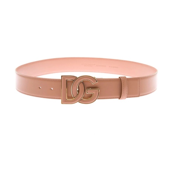 DOLCE  & GABBANA Tonal CALFSKIN BELT WITH DG LOGO Antique Rose - Picture 1 of 10